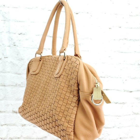 Cornelia Guest Womens Chestnut Braided Leather Convertible Handbag Purse - Picture 3 of 15